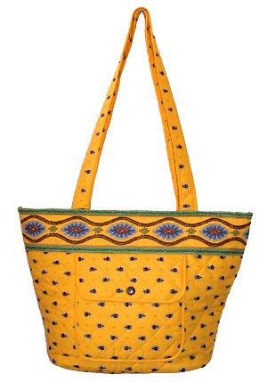 Provence pattern trapezoid tote bag (flowers pattern. yellow)